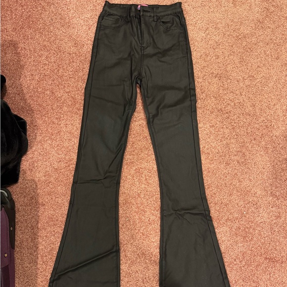 Edikted Luna Faux Leather Flare Jeans - Picture 3 of 4